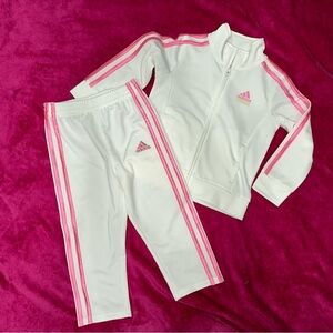 Adidas White and Pink Tracksuit